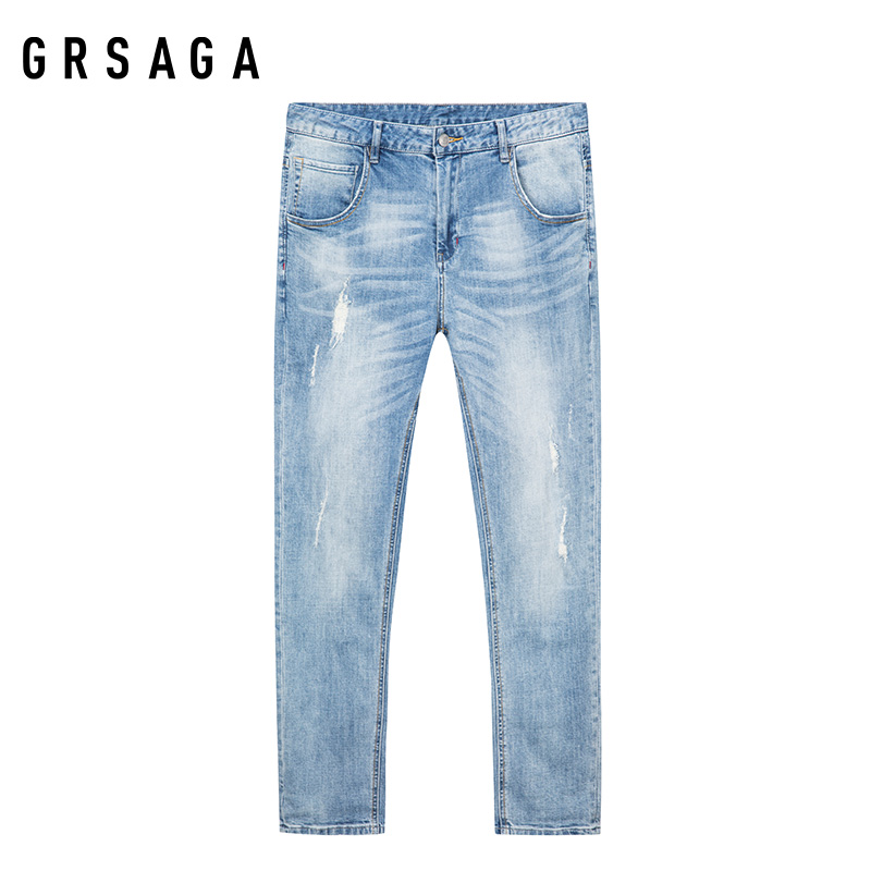 GRSAGA夏季休闲蓝色系牛仔裤11721529763