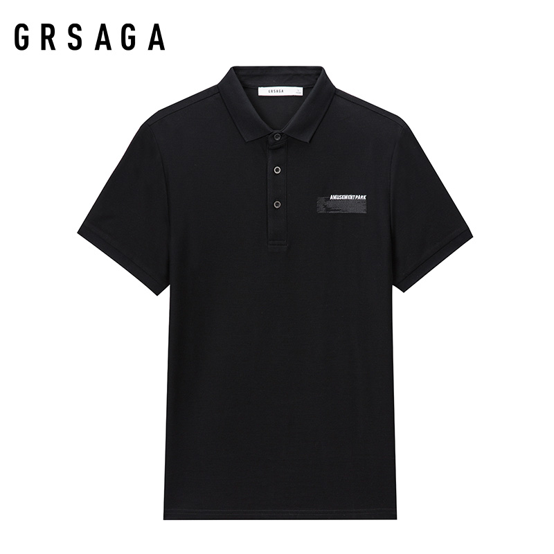 GRSAGA夏季休闲黑色系T恤11721411151