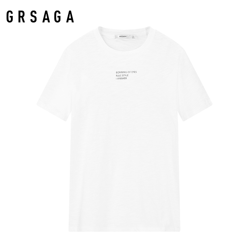 GRSAGA夏季休闲白色系T恤11723611087