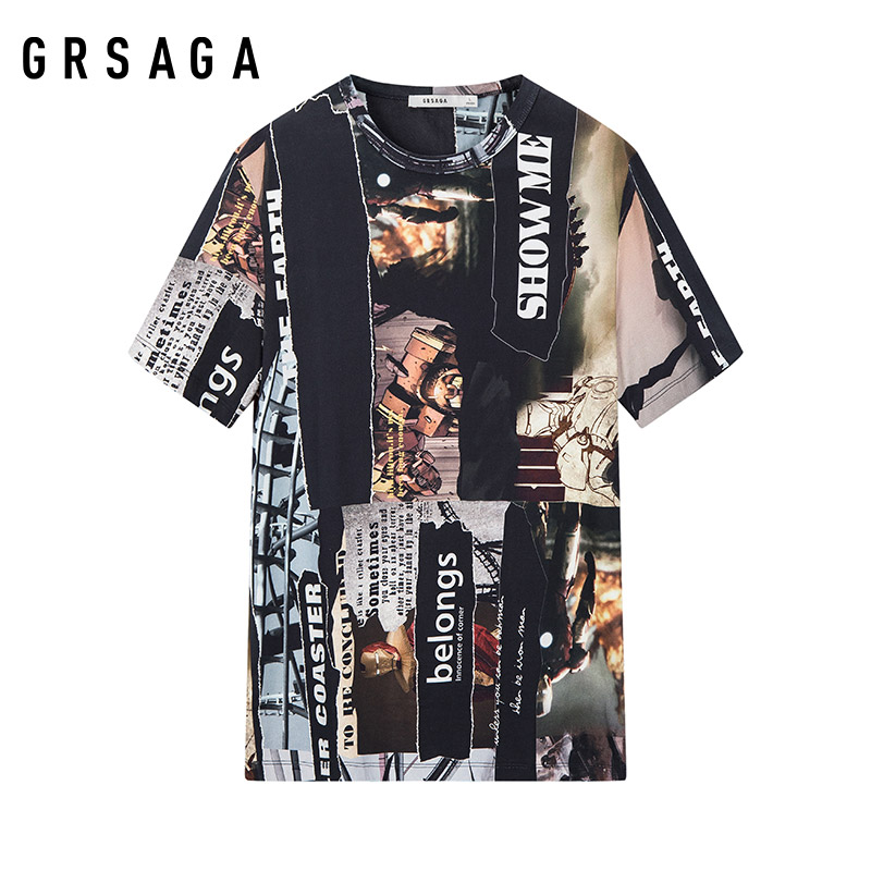 GRSAGA夏季休闲印花系T恤11723811013