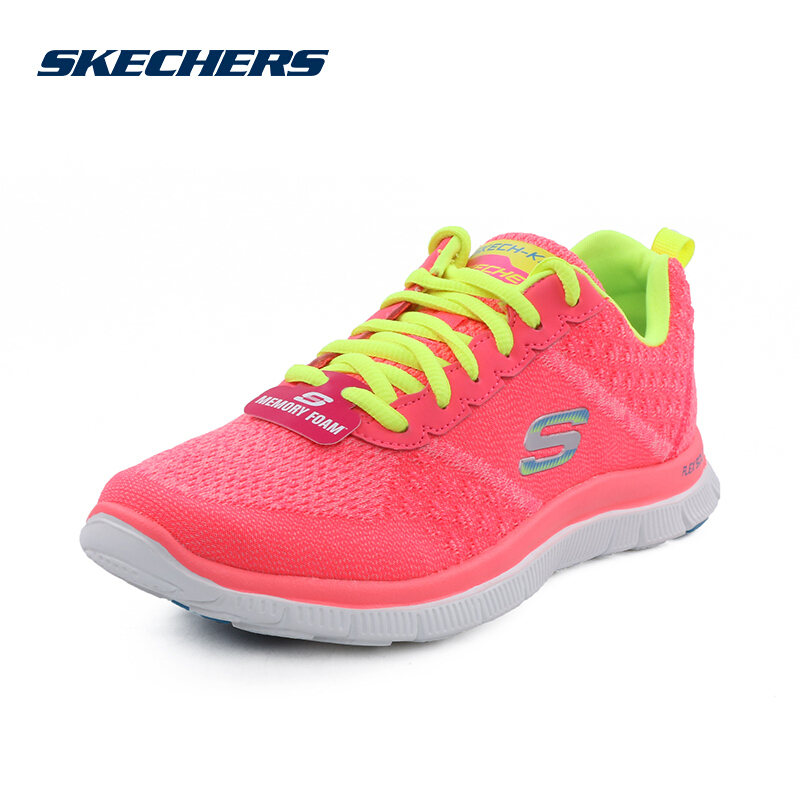 Skechers斯凯奇女士轻质绑带鞋网布舒适女鞋运动休闲鞋12076C