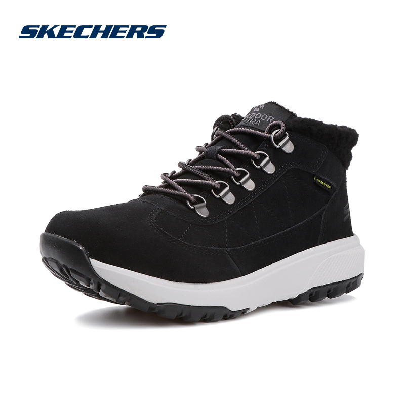Skechers斯凯奇女鞋2018冬季新款高帮加绒保暖休闲鞋运动鞋15558BKGY