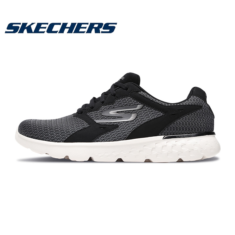 Skechers斯凯奇跑步鞋男鞋2019春新款低帮轻便休闲运动鞋55293/BKW/NVGY