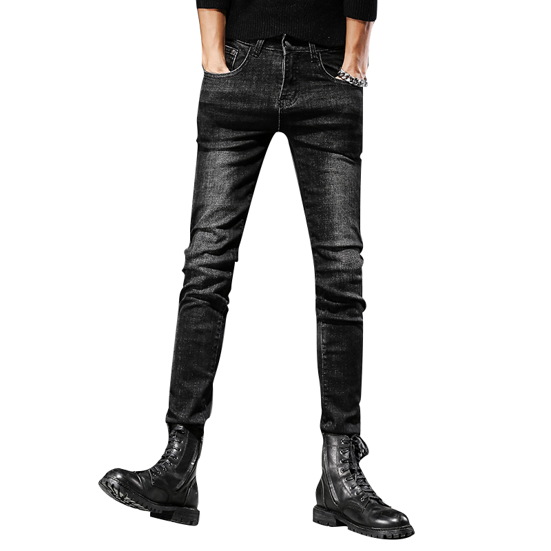 Gurbaks秋季新品牛仔裤男黑色潮流修身小脚裤韩版裤子男GN9037