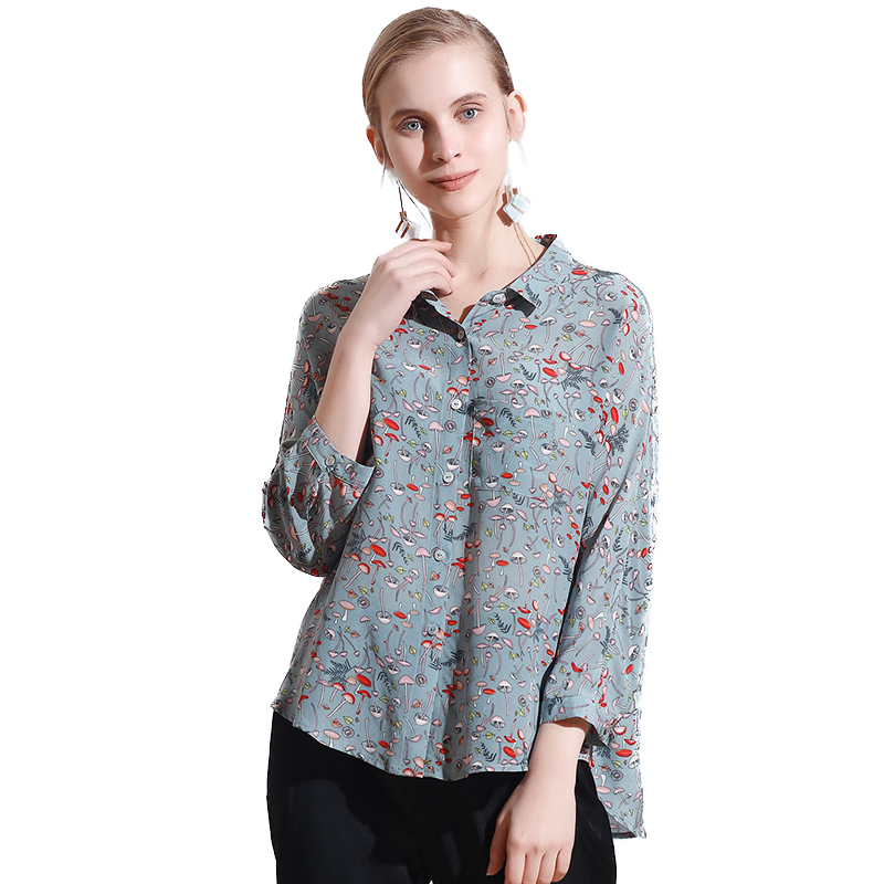 TYJ287LD清新淑女真丝印花衬衫