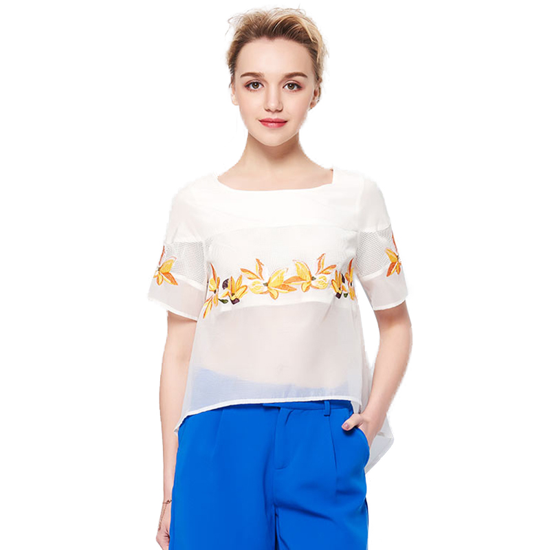 TZI656BS清新简约前短后长雪纺衫