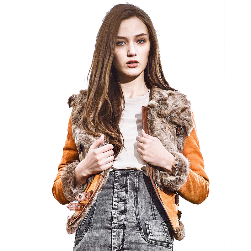 CDQ004JJ48时尚修身常规款羊羔皮毛一体外套