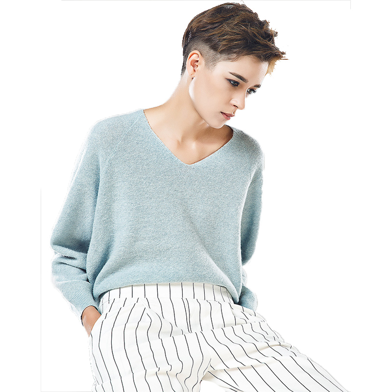 CMX019QS46舒适休闲V领常规款套头羊毛衫