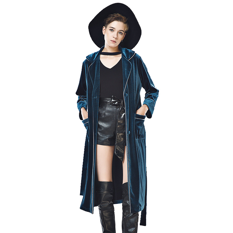 COU019LA46优雅睡衣风腰带长款外套