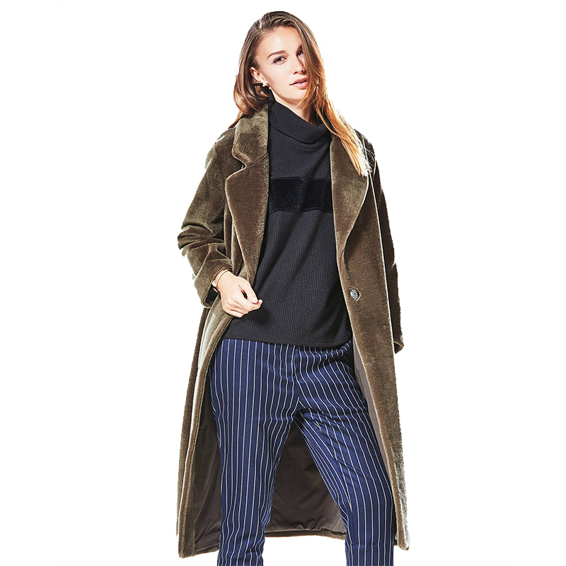 CXC107JL48趣味卡通图案中长款羊毛外套