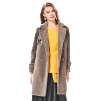 CXC102HS48优雅字母贴布插袋中长款羊毛外套