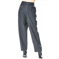 CBI023HE时尚百搭金属装饰含羊毛长裤