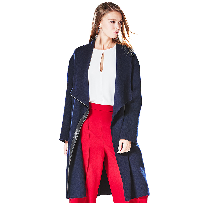 CBI027SL00舒适大方拉链宽松版中长款全羊毛外套