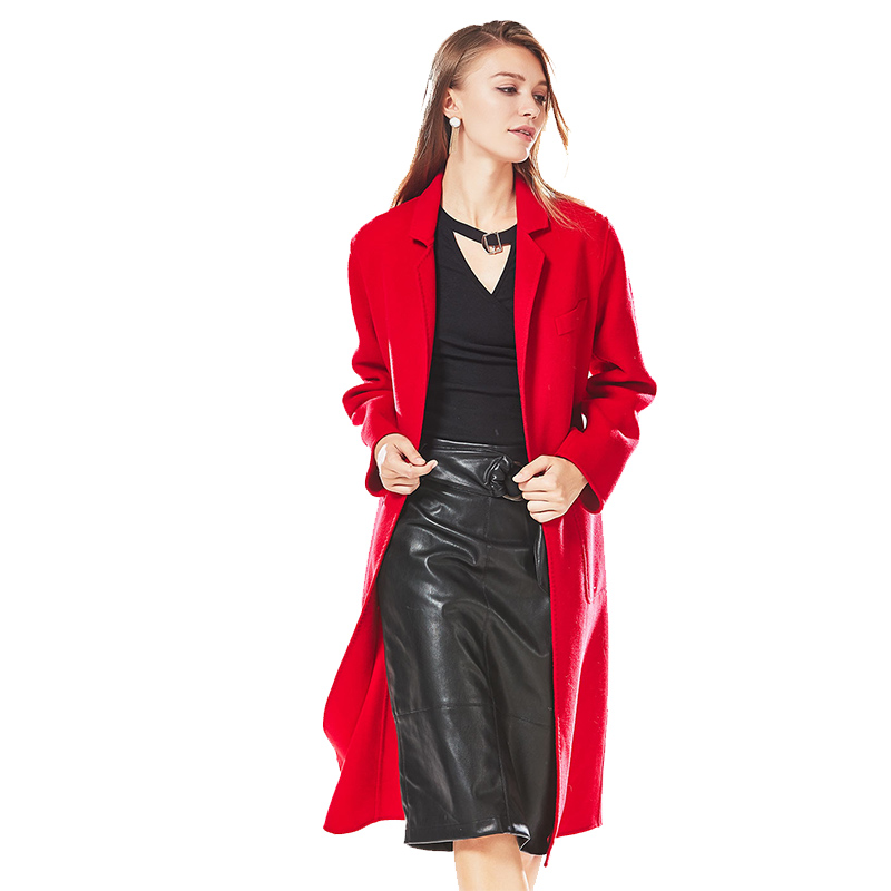 CDN108DH48简约一粒扣双口袋设计中长款全羊毛呢大衣