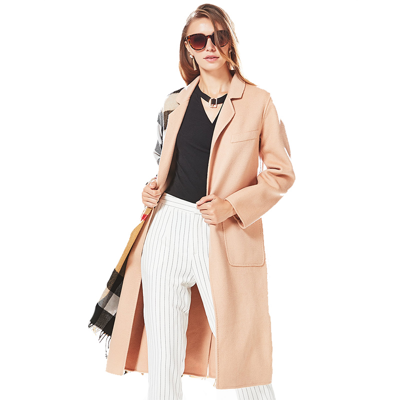 CDN108TS48简约一粒扣双口袋设计中长款全羊毛呢大衣