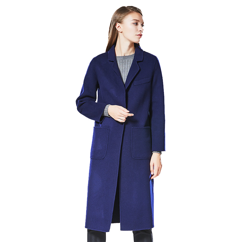 CDN108ZQ48简约一粒扣双口袋设计中长款全羊毛呢大衣