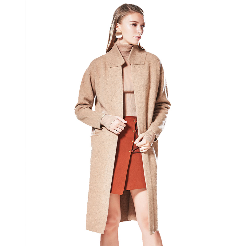 CDY030TS50简约舒适立领双口袋中长款牦牛绒开衫