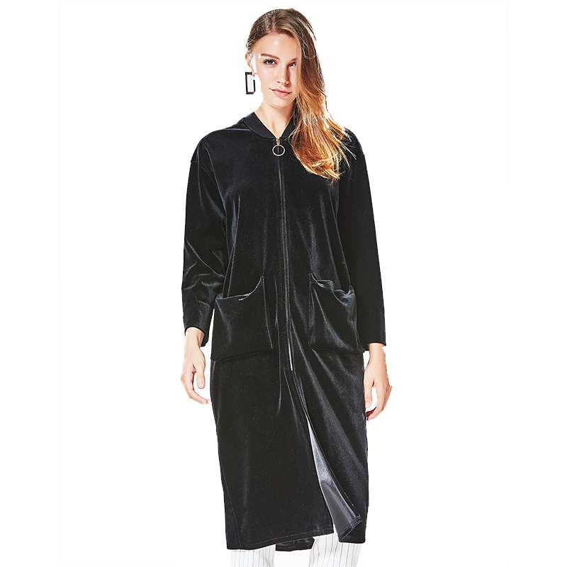 COU011HE46休闲百搭拉链开襟实用双口袋长款外套