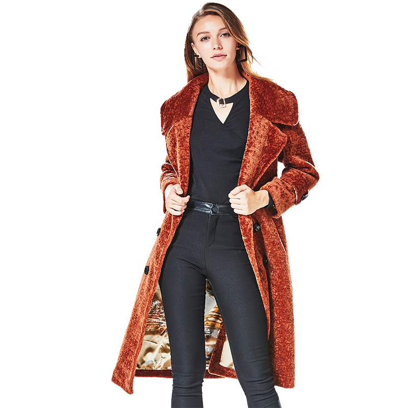 CQY062JC48经典大方双排扣插袋设计中长款羊毛外套