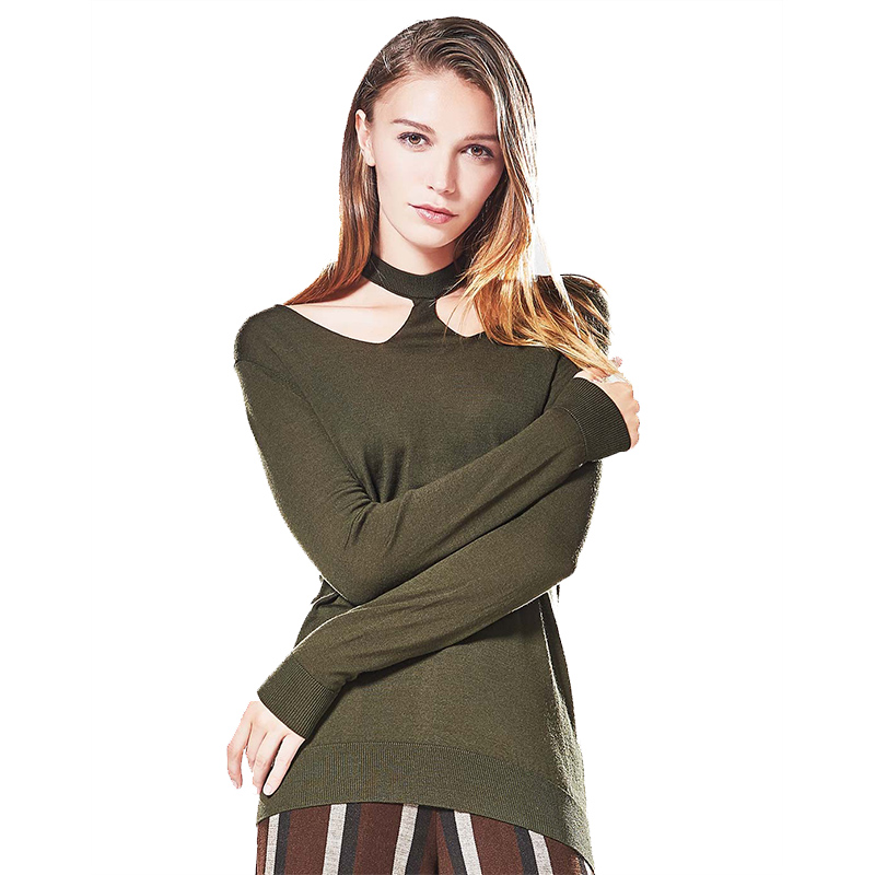 CTY002JL时尚镂空设计领型常规款全羊毛套头衫