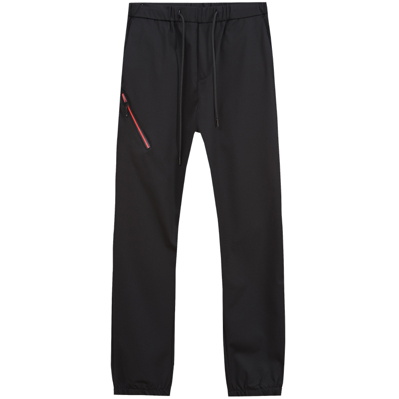 迪尔马奇夏季新品抽带系带小脚拼接修身男士束口裤子M16731_a17