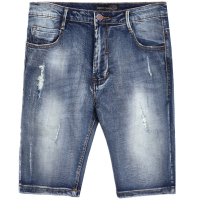 迪尔马奇夏季新品水洗磨白磨破复古高街风男牛仔短裤M18501_U83