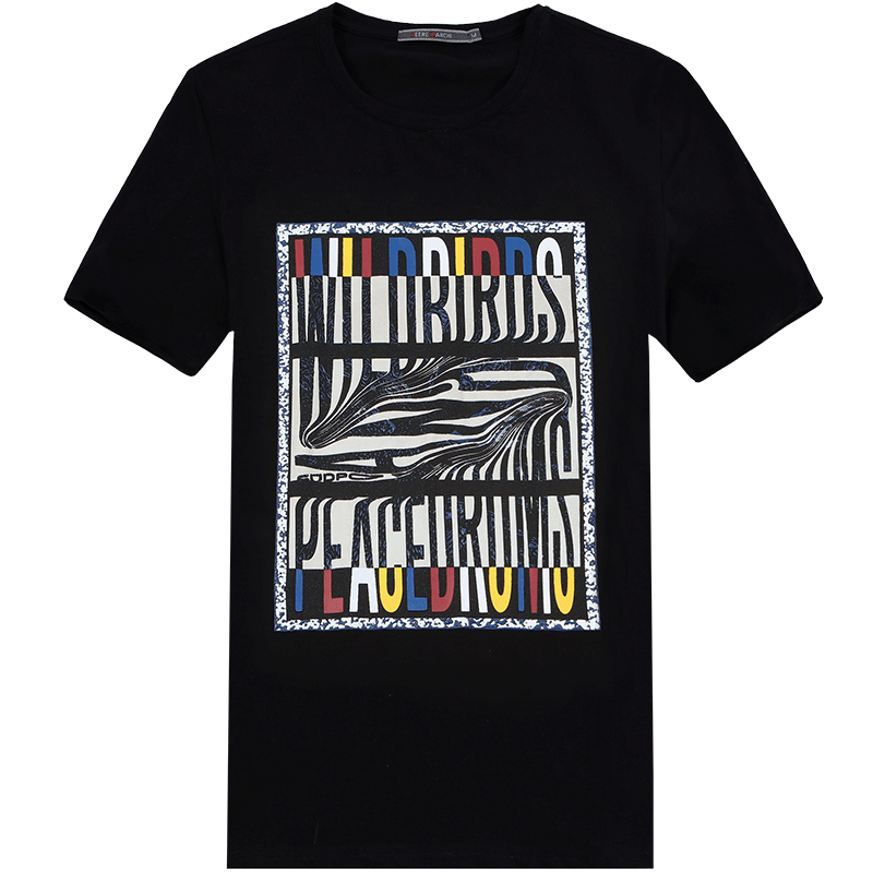 迪尔马奇2016夏季新品男士抽象字母创意个性圆领短袖T恤M01769_T53