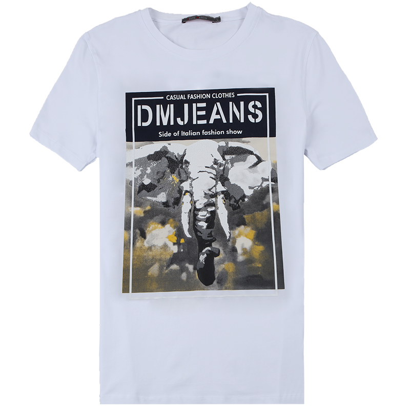 迪尔马奇2017夏季新品棉质舒适图案字母圆领男士短袖T恤M01765