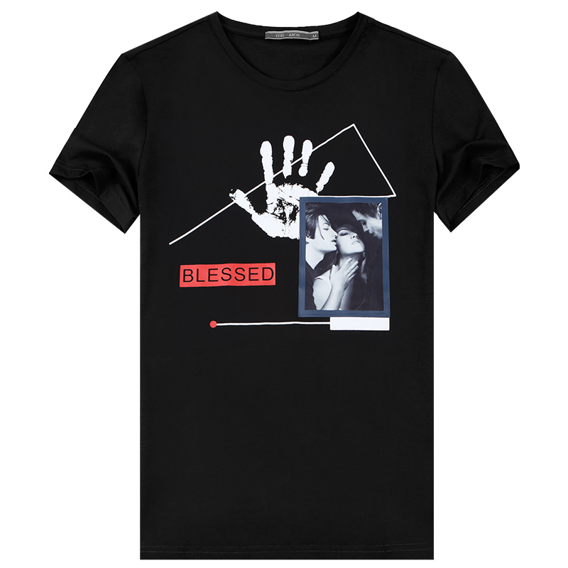 迪尔马奇2017夏季新品男士t恤短袖圆领印花衣服潮男上衣M01836_U48