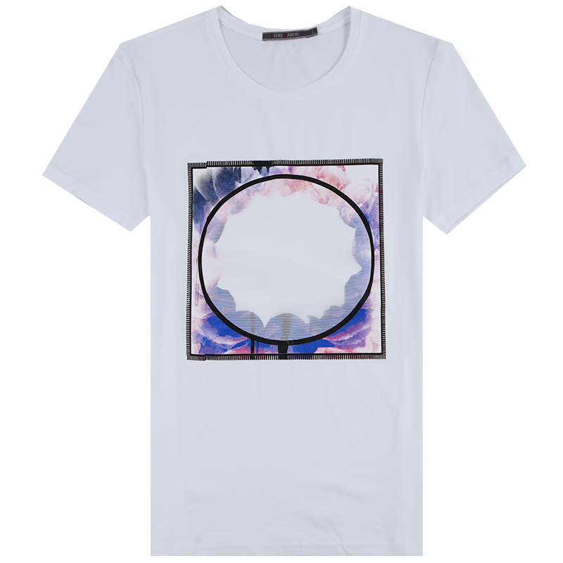 迪尔马奇2016夏季新品潮男修身休闲贴布短袖半袖圆领T恤M01691_Q27