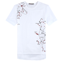 迪尔马奇2017夏季新品男士修身个性棉麻拼接短袖半袖T恤M01695_e68