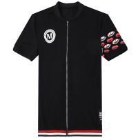 迪尔马奇2017夏季新品修身休闲个性立领短袖开衫套装T恤男M26005Y_S34