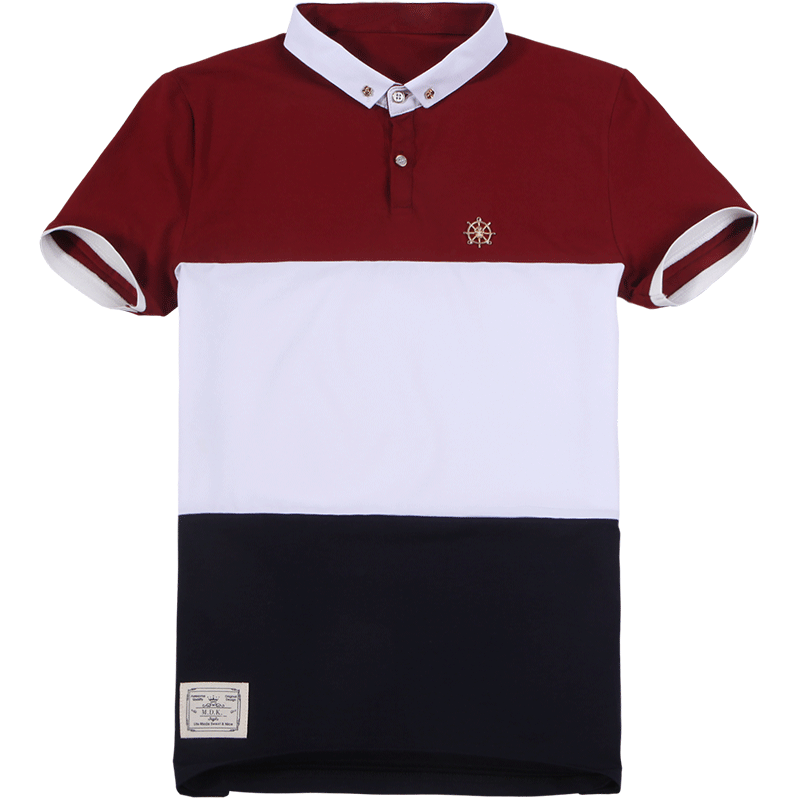 迪尔马奇夏季新品时尚修身三段撞色拼接男短袖POLO衫M03504