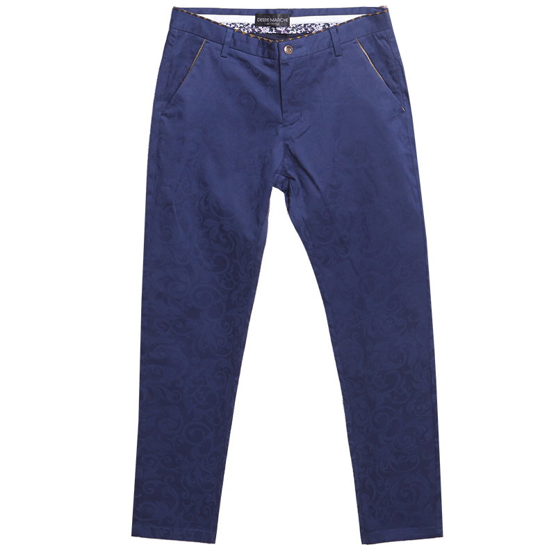 迪尔马奇春夏裤子男装质感暗纹修身男士九分裤休闲裤M16510_A83