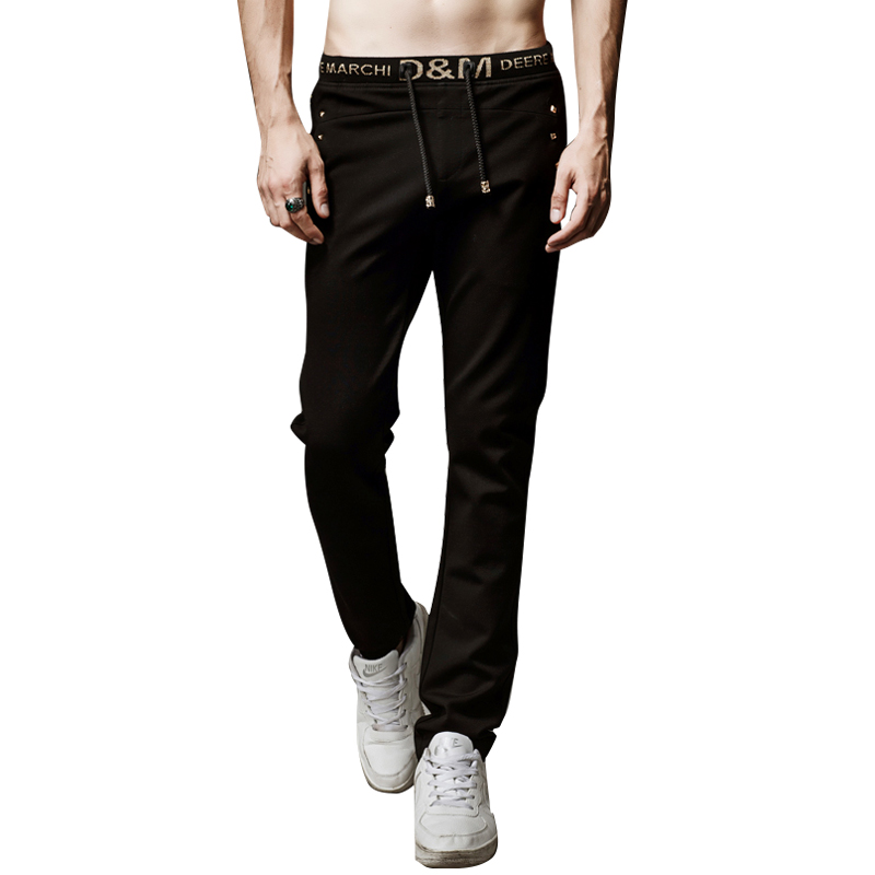 迪尔马奇2016春夏长裤金线刺绣字母腰头铆钉装饰男休闲裤M17016_R67