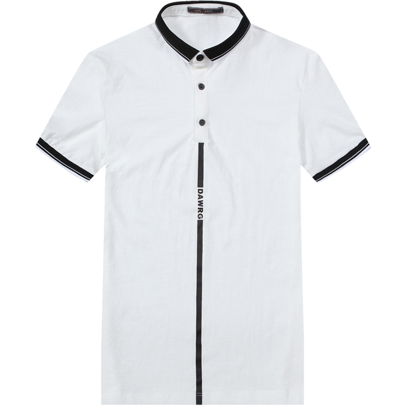 迪尔马奇夏季新款男士休闲翻领短袖T恤 撞色线条印花POLO衫M01990