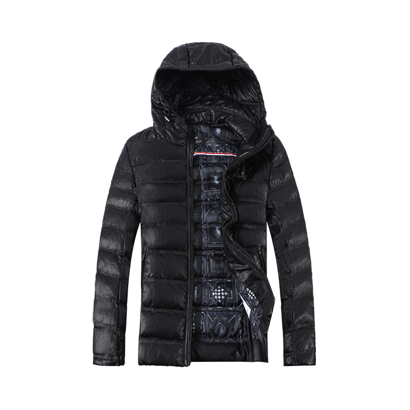 迪尔马奇冬季新品棉服皮衣外套连帽短款防风潮男棉衣M12561黑色