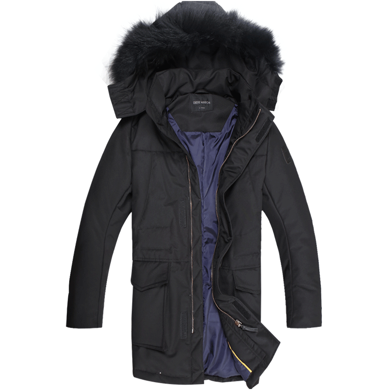 迪尔马奇冬季新款韩版中长款羽绒服加厚连帽男士外套潮M13663