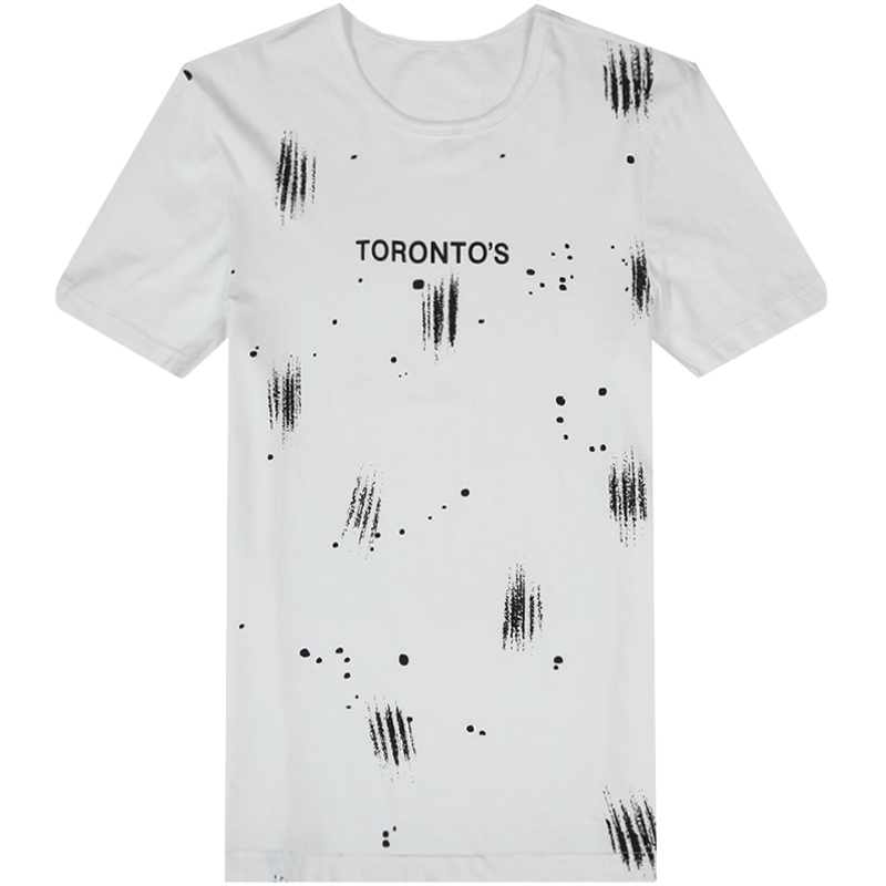 迪尔马奇夏新款男装短袖T恤 个性爪印印花修身半袖打底衫潮M01937