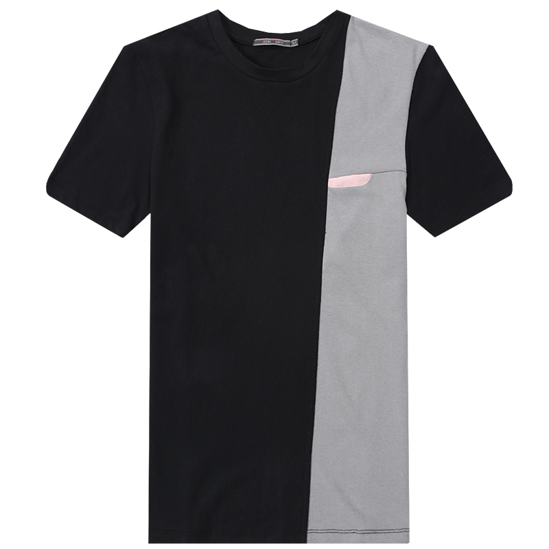 迪尔马奇2017夏装新款男士休闲短袖T恤 宽松竖条拼色半袖潮M01974