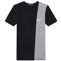 迪尔马奇2017夏装新款男士休闲短袖T恤 宽松竖条拼色半袖潮M01974