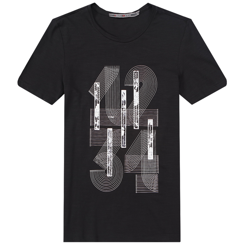 迪尔马奇2017夏季新款男士休闲短袖T恤 细条纹印花打底衫潮M01987