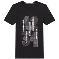 迪尔马奇2017夏季新款男士休闲短袖T恤 细条纹印花打底衫潮M01987