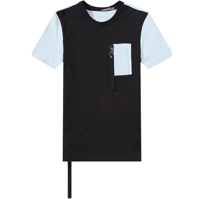 迪尔马奇2017夏季新款男士短袖T恤 创意拉链装饰撞色打底衫M01973