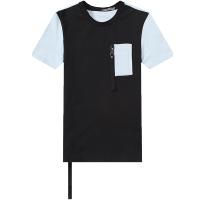 迪尔马奇2017夏季新款男士短袖T恤 创意拉链装饰撞色打底衫M01973