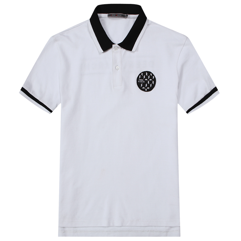 迪尔马奇17夏季新款男士短袖POLO衫 黑白撞色贴标T恤M03540