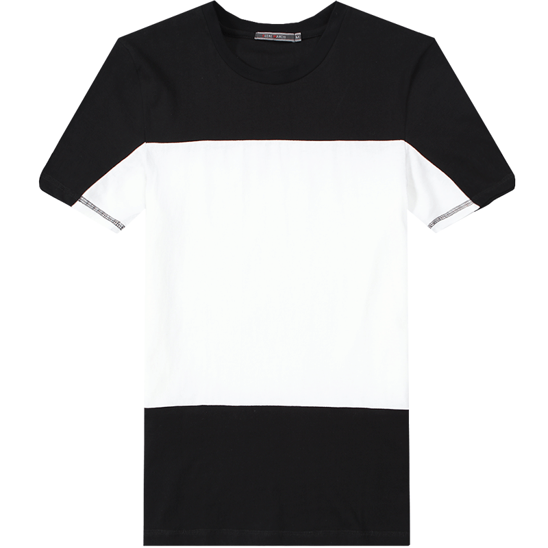 迪尔马奇2017夏季新款男士短袖T恤 简约黑白撞色拼接打底衫M01966