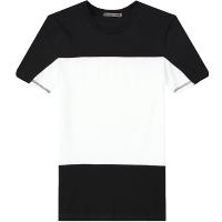 迪尔马奇2017夏季新款男士短袖T恤 简约黑白撞色拼接打底衫M01966