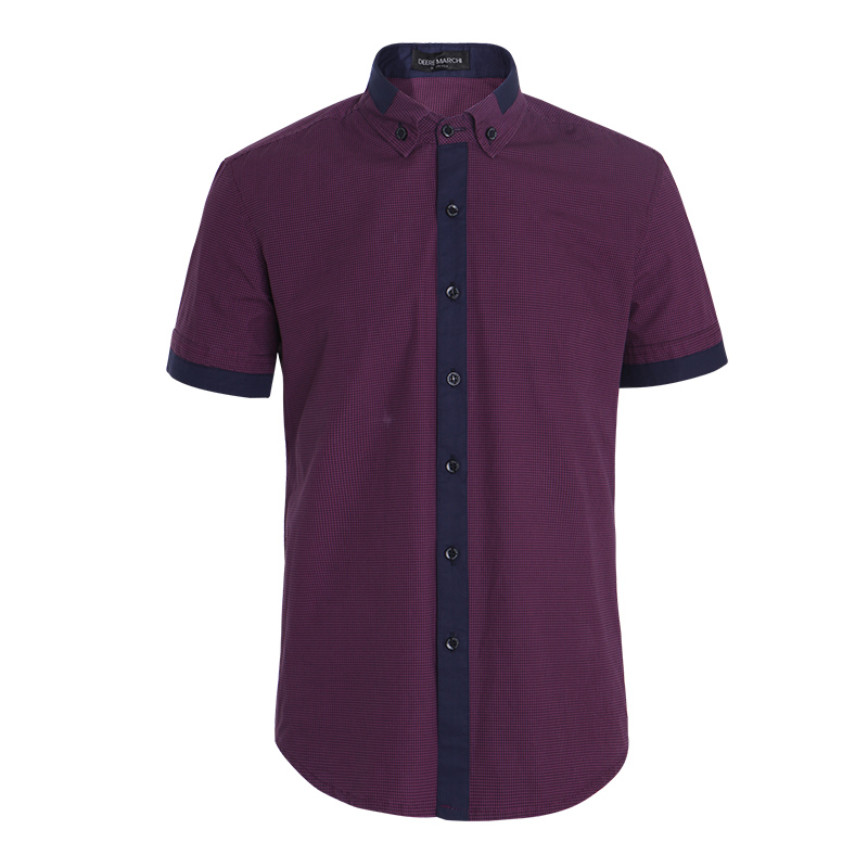 【清仓】 夏季新款男士时尚格纹纯棉修身男装短袖衬衫M02037