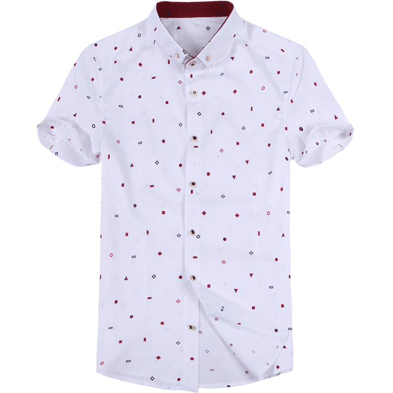 迪尔马奇 夏季新品纯棉舒适透气休闲印花男士短袖衬衫M02503